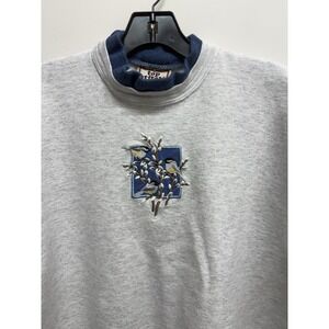 Vintage 90s MED Grandma Christmas Sweatshirt Winter Birds Chickadees Top Stitch